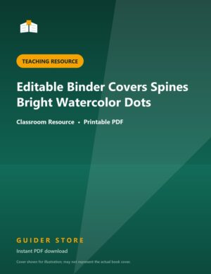 Editable Binder Covers Spines Bright Watercolor Dots - Guider Store