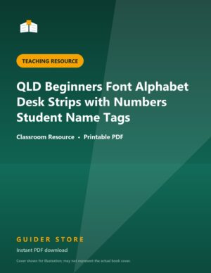QLD Beginners Font Alphabet Desk Strips with Numbers Student Name Tags - Guider Store