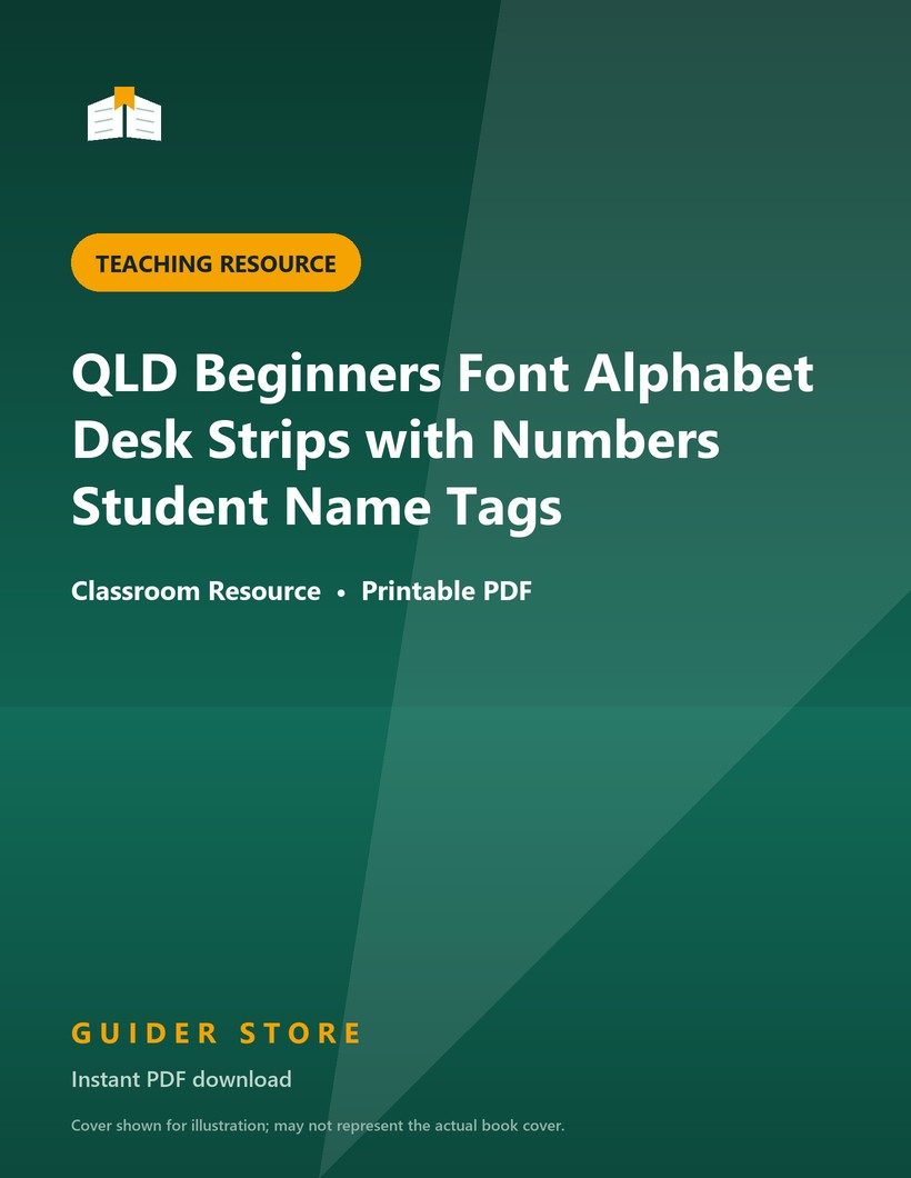 QLD Beginners Font Alphabet Desk Strips with Numbers Student Name Tags - Guider Store