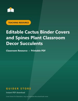 Editable Cactus Binder Covers and Spines Plant Classroom Decor Succulents - Guider Store