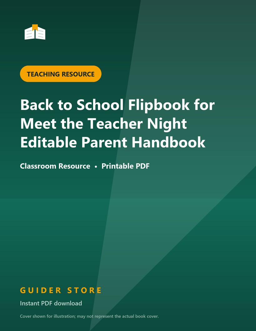 Back to School Flipbook for Meet the Teacher Night Editable Parent Handbook - Guider Store