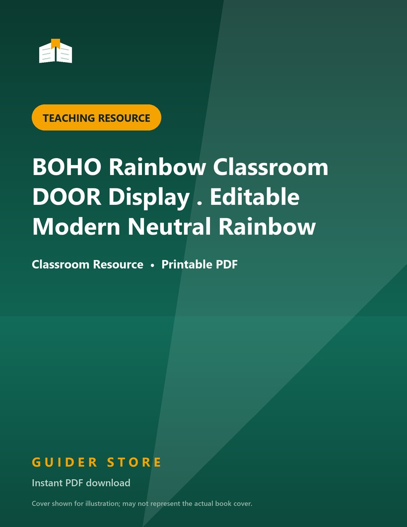 BOHO Rainbow Classroom DOOR Display . Editable Modern Neutral Rainbow - Guider Store