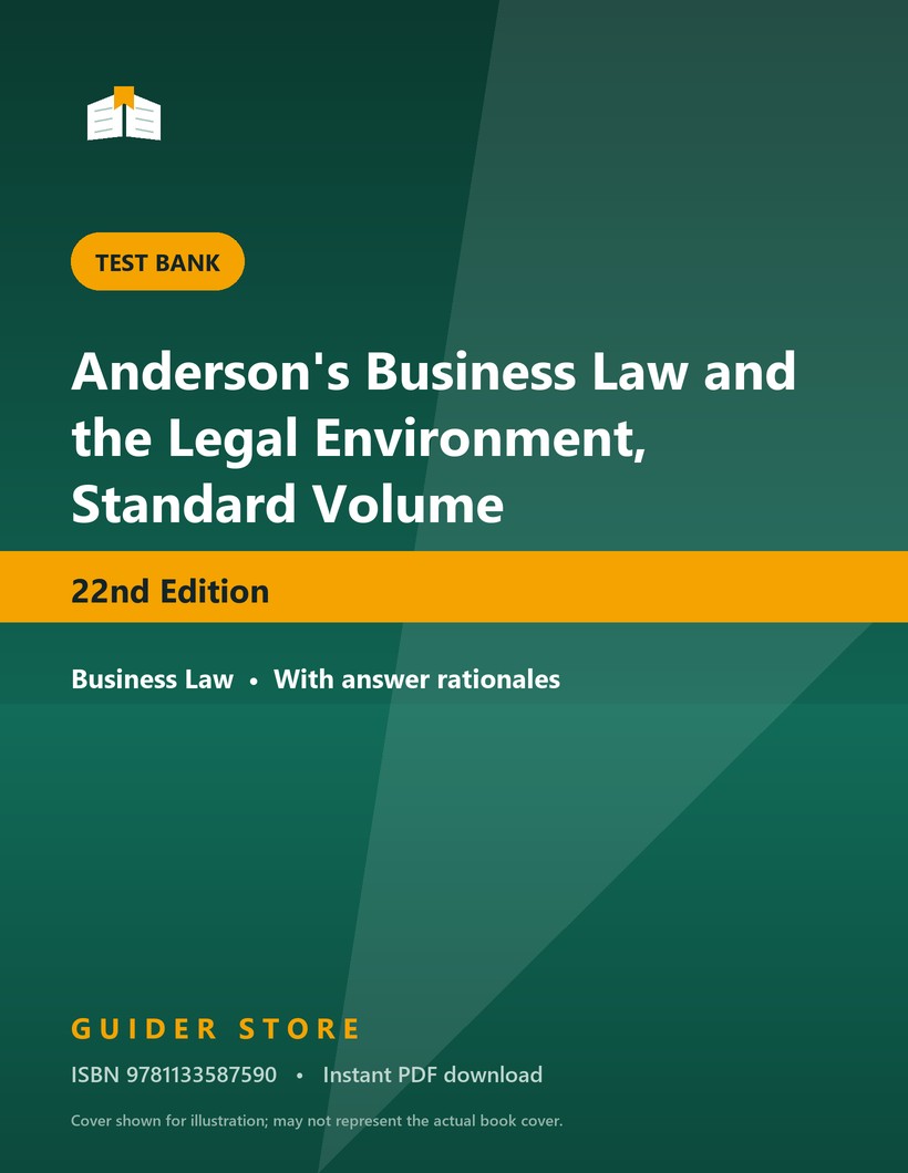 Anderson's Business Law and the Legal Environment, Standard Volume - Guider Store