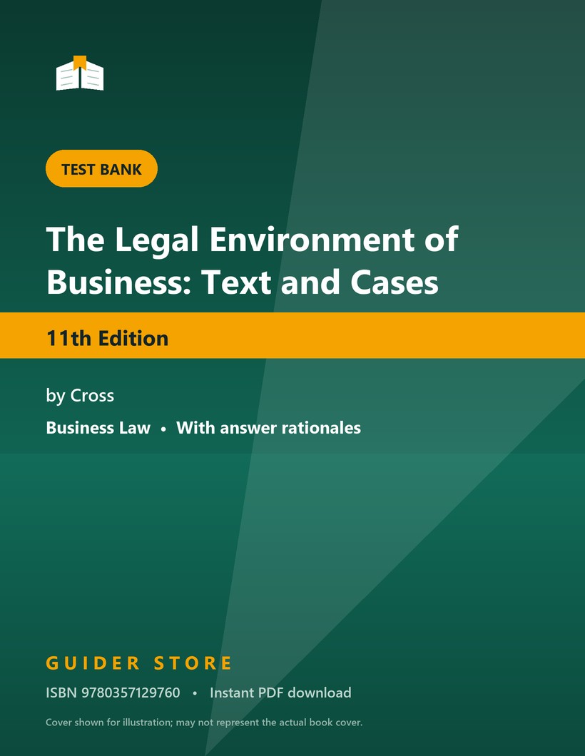 The Legal Environment of Business: Text and Cases - Guider Store