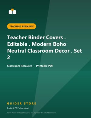 Teacher Binder Covers . Editable . Modern Boho Neutral Classroom Decor . Set 2 - Guider Store